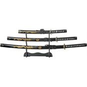 China Made 927029BK Gold Dragon Samurai Set Black Handles