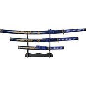 China Made 927029BL Gold Dragon Samurai Set Blue Handles