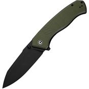 Civivi 230793 Placoid Black Stonewash Clip Point Linerlock Knife OD Green G10 Handles