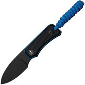 Civivi 230451 Baby Banter Black Stonewash Nitro V Drop Point Fixed Blade Knife Black/Blue Handles