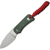 Civivi 230452 Baby Banter Black Stonewash Nitro V Drop Point Fixed Blade Knife Green Handles