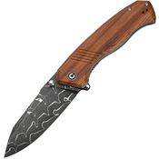 Civivi 23079DS1 Placoid Damascus Drop Point Linerlock Knife Wood Handles