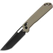 CJRB 1947BDE Bellona Black Tanto Crossbar Lock Knife Green G10 Handles