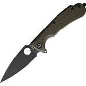 Daggerr RSFOLBW Resident Black Stonewash Spear Point Linerlock Knife OD Green Handles