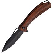 Elk Ridge A2002DB Black Assist Open Linerlock Knife Dark Brown Wood Handles