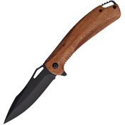 Elk Ridge A2002LB Black Assist Open Linerlock Knife Light Wood Handles