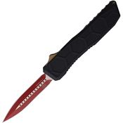 EOS 114 Auto Harpoon Red magnaCut Dagger OTF Knife Black Handles