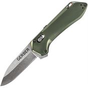 Gerber 3523 Highbrow Compact Stonewash Drop Point Knife Green Handles