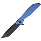 Glow Rhino 113 Szilard Black MagnaCut Tanto Framelock Knife Blue Handles