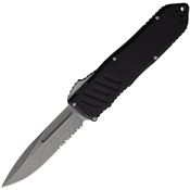 Guardian Tactical 113512 Auto Recon 040 Part Serrated Stonewash Elmax Spear Point OTF Knife Black Handles