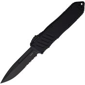 Guardian Tactical 113112 Auto Recon 040 Black Part Serrated Elmax Spear Point OTF Knife Black Handles