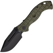 Halfbreed LBF01G2OD Large Gen 2 Bush Black CPM-3V Carbon Steel Drop Point LINQLock Knife OD Green Frag G10 Handles