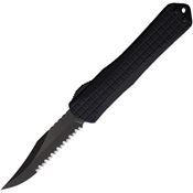 Heretic 030BF6CT Auto Manticore X Serrated Black Stonewash MagnaCut Bowie OTF Knife Red Handles