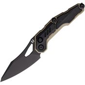 Hightron 04BLK Spectron Black Sheepfoot ButtonLock Knife Black/Tan Handles