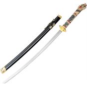 Komoran 044 Black Dragon Katana Sculpted Imitation Ivory Handles