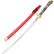 Komoran 045 Red Dragon Katana Sculpted Imitation Ivory Handles