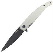 Kubey 361B MOS Hydra Black Stonewash Spear Point Linerlock Knife White Handles