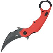 Kubey 298F Rogue Pikal Black Stonewash Karambit Linerlock Knife Red G10 Handles