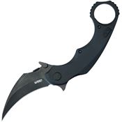 Kubey 298B Rogue Black Stonewash Karambit Knife Black G10 Handles