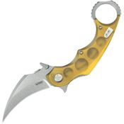 Kubey 298G Rogue Pikal Stonewash Karambit Linerlock Knife Ultem Handles