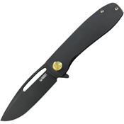 Kubey 353D Supercell Black Stonewash Linerlock Knife Black Handles