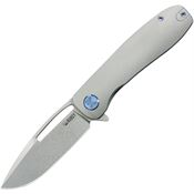 Kubey 353A Supercell Stonewash Drop Point Linerlock Knife Gray Handles