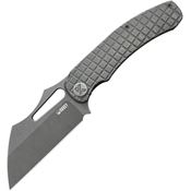 Kubey 260C Sylow Stonewash Wharncliff Framelock Knife Dark Gray Handles