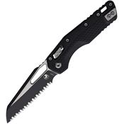 Microtech 210T3PMBK MSI Serrated Two Tone Sheepsfoot Ram-Lok Knife Black Tri-Grip Handles