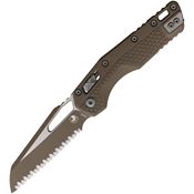 Microtech 210T3PMCDEA6 MSI Serrated Dark Earth Sheepsfoot Ram-Lok Knife Dark Earth Tri-Grip Handles