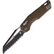 Microtech 210T3PMDE MSI Serrated Two Tone Sheepsfoot Ram-Lok Knife Dark Earth Tri-Grip Handles