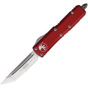 Microtech 2335RD Auto UTX-85 Part Serrated Satin Tanto OTF Knife Red Handles