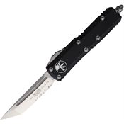 Microtech 2335 Auto UTX-85 Serrated Satin Tanto OTF Knife Black Handles