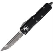 Microtech 23312AP Auto UTX-85 Apocalyptic Serrated Tanto OTF Knife Black Handles