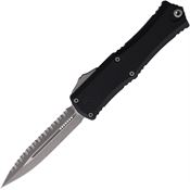 Microtech 1702M12AP Auto Hera II Mini 30th Apocalyptic Serrated Double Edge Dagger OTF Knife Black Handles