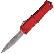 Microtech 1702M12APRD Auto Hera II Mini 30th Apocalyptic Serrated Double Edge Dagger OTF Knife Red Handles