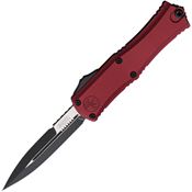 Microtech 1701M1MR30 Auto Hera II Mini 30th Anni Two Tone Double Edge Bayonet OTF Knife Merlot Handles