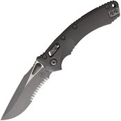 Microtech 16519 Amphibian Apocalyptic Part Serrated Single Edge Ram-Lok Knife Gray Handles