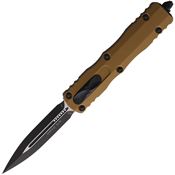 Microtech 2251TA Auto Dirac Delta Black Double Edge Dagger OTF Knife Tan Handles