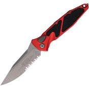 Microtech 160A11APRD Auto Socom Elite Apocalyptic Part Serrated Button Lock Knife Red/Black Handles