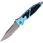 Microtech 16011APTQ Socom Elite Apocalyptic Part Serrated Single Edge Linerlock Knife Turquoise/Black Handles