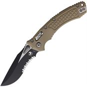 Microtech 17230 Amphibian Two Tone Part Serrated Single Edge Ram-Lok Knife Tan Handles