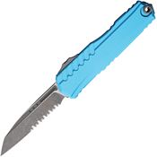 Microtech 124111APTQ Auto Cypher II Apocalyptic Part Serrated Single Edge Wharncliffe OTF Knife Turquoise Handles