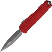 Microtech 124210APRD Auto Cypher II Apocalyptic Double Edge Dagger OTF Knife Red Handles