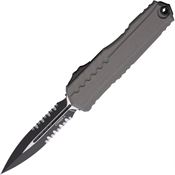 Microtech 12422NC Auto Cypher II Part Serrated Two Tone Double Edge Dagger OTF Knife Gray Handles