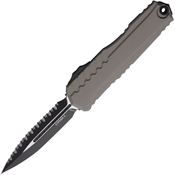 Microtech 12423NC Auto Cypher II Serrated Two Tone Double Edge Dagger OTF Knife Gray Handles