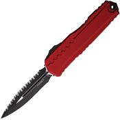 Microtech 12423RD Auto Cypher II Serrated Two Tone Double Edge Dagger OTF Knife Red Handles