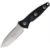 Microtech 114M11 SOCOM Alpha Mini Stonewash Part Serrated Tanto Knife Black G10 Handles