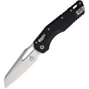 Microtech 210T11PMBK30 MSI Part Serrated Stonewash Sheepsfoot Ram-Lok Knife Tri Grip Black Handles