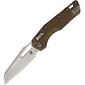 Microtech 210T12PMDE MSI Serrated Stonewash Ram-Lok Knife Tri Grip Dark Earth Handles