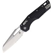 Microtech 21011FRGTBK MSI Part Serrated Stonewash Ram-Lok Knife Black Frag Handles